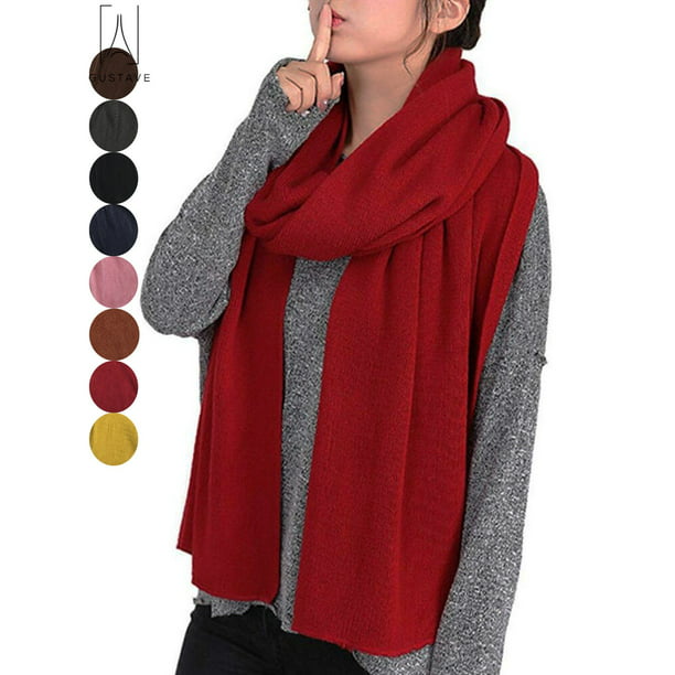 Long Scarves For Women Winter Scarf Blanket Cashmere Soft Shawl Tassel Pink Hand Knitting Scarf 